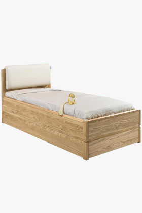 Tömör tölgyfa franciaágy tárolóval 90x200 cm, hálószoba bútor